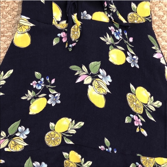 SAGE Ruffle Lemon Print Mini Dress - Picture 6 of 7
